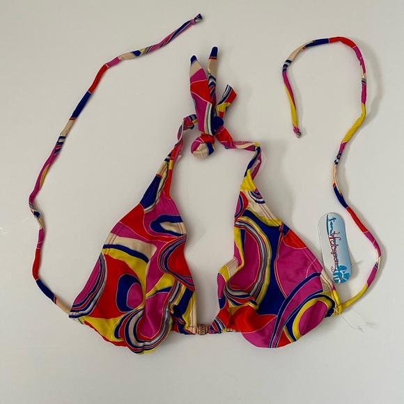 Hoopa | Pink & Red Swirl Triangle Bikini only top women’s size XL - Picture 3 of 8